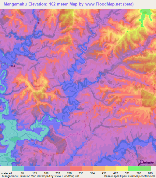 Elevation of Mangamahu,New Zealand Elevation Map, Topography, Contour