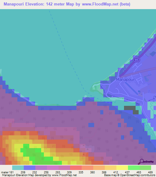 Manapouri,New Zealand Elevation Map