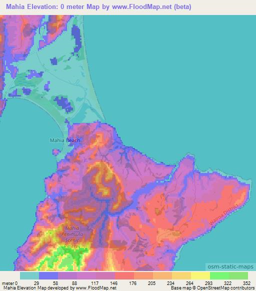 Mahia,New Zealand Elevation Map