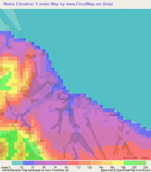 Mahia,New Zealand Elevation Map