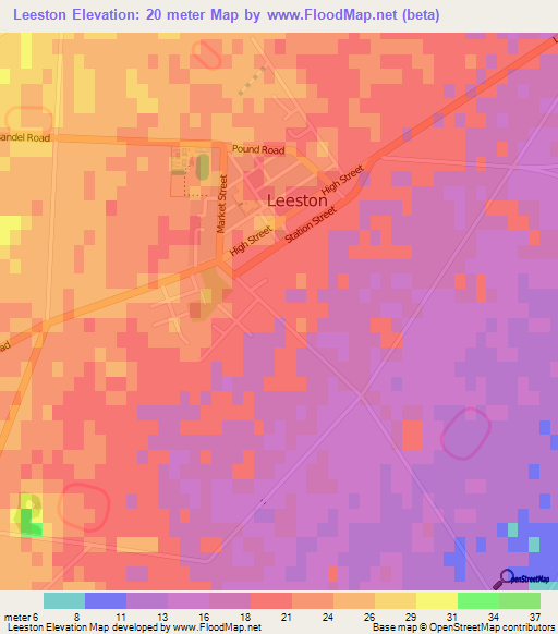 Leeston,New Zealand Elevation Map