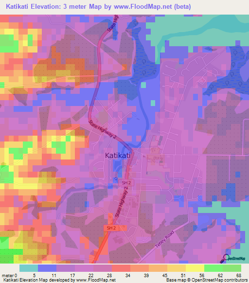 Katikati,New Zealand Elevation Map