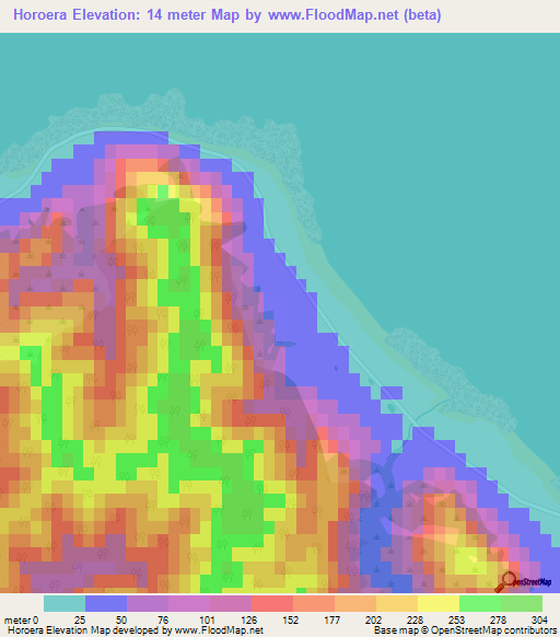 Horoera,New Zealand Elevation Map