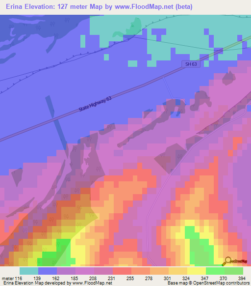 Erina,New Zealand Elevation Map