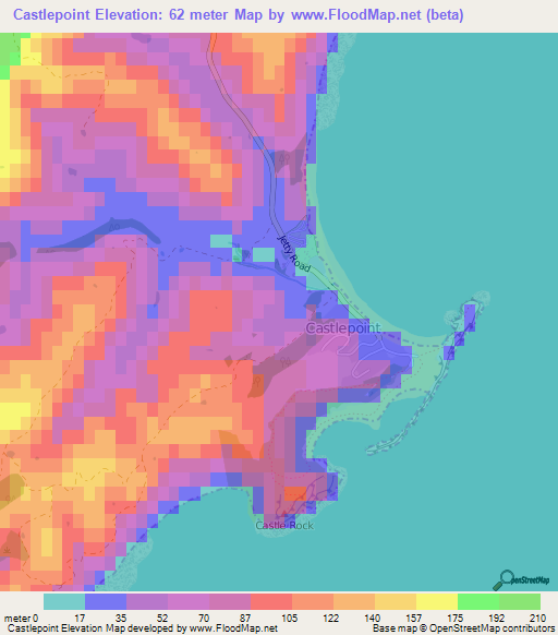 Elevation of Castlepoint,New Zealand Elevation Map, Topography, Contour