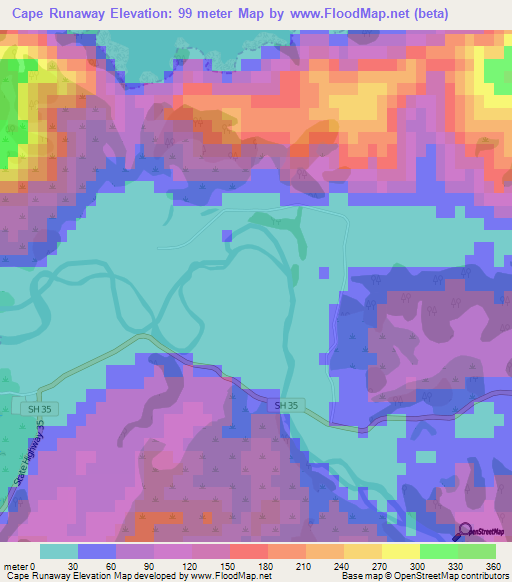 Cape Runaway,New Zealand Elevation Map