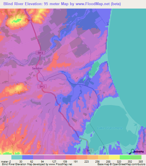 Elevation of Blind River,New Zealand Elevation Map, Topography, Contour