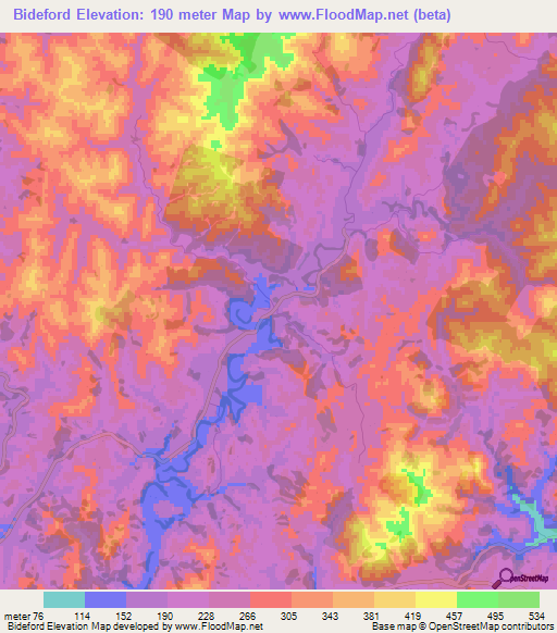 Elevation of Bideford,New Zealand Elevation Map, Topography, Contour