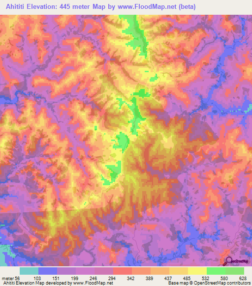 Elevation of Ahititi,New Zealand Elevation Map, Topography, Contour