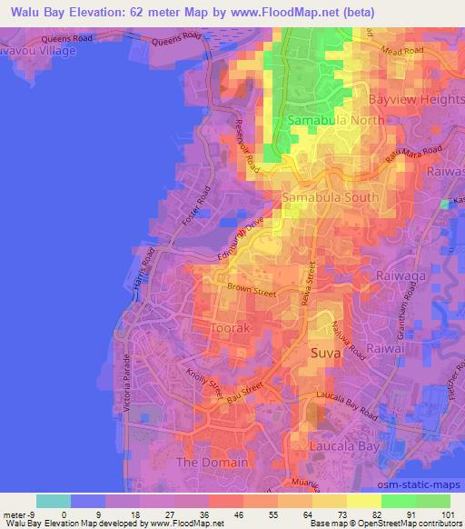 Elevation of Walu Bay,Fiji Elevation Map, Topography, Contour