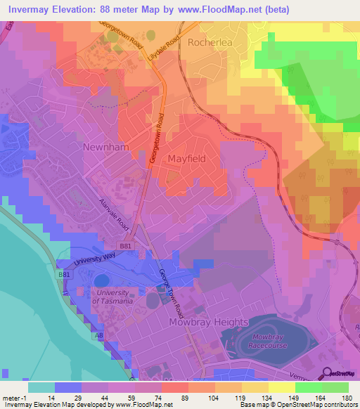 Invermay,Australia Elevation Map