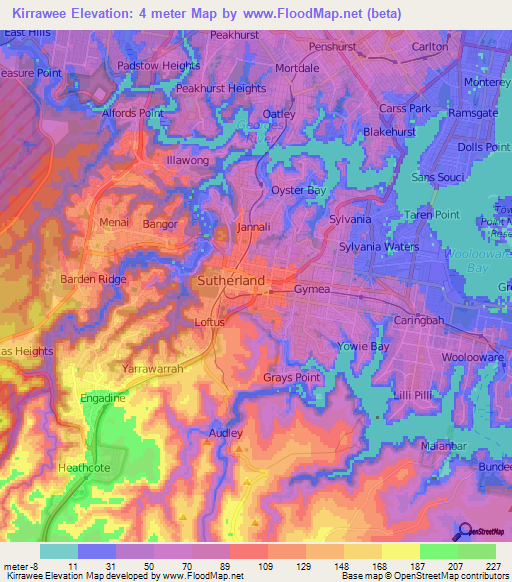 Kirrawee,Australia Elevation Map