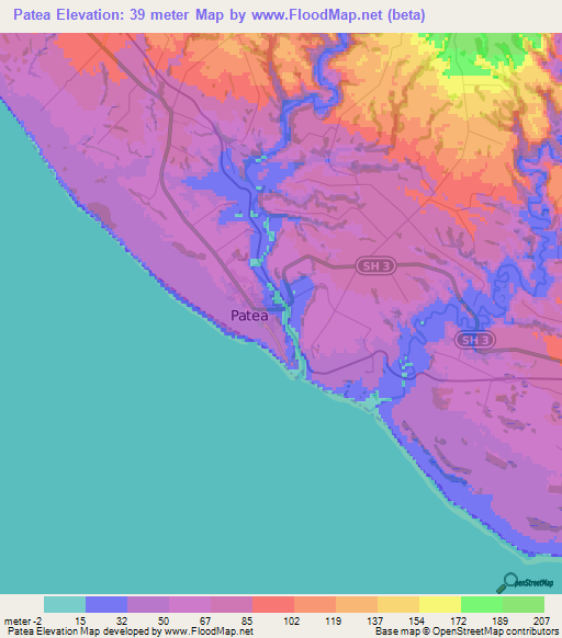 Patea,New Zealand Elevation Map