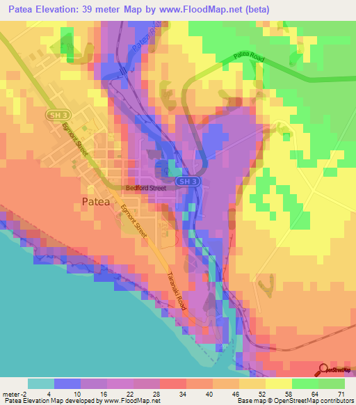 Patea,New Zealand Elevation Map