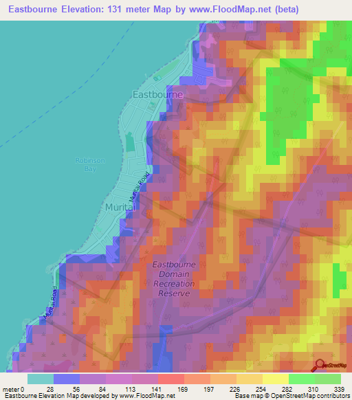 Eastbourne,New Zealand Elevation Map