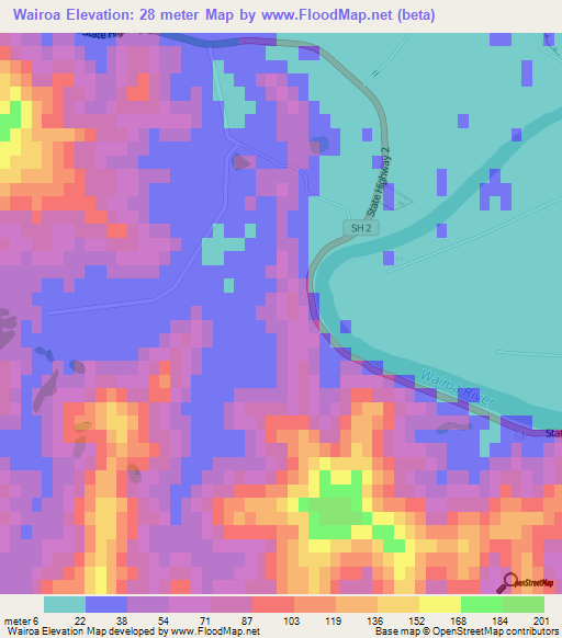 Wairoa,New Zealand Elevation Map