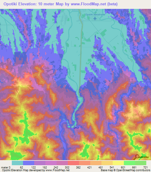 Opotiki,New Zealand Elevation Map