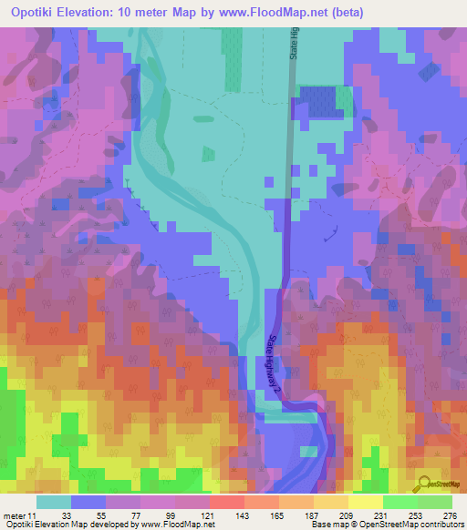 Opotiki,New Zealand Elevation Map