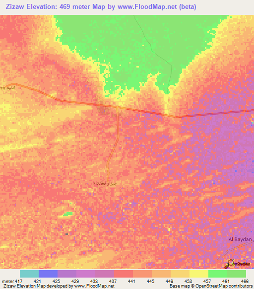 Zizaw,Libya Elevation Map