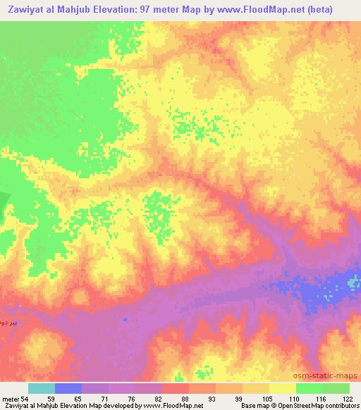 Zawiyat al Mahjub,Libya Elevation Map