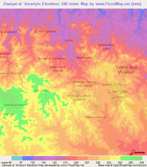 Zawiyat al `Amariyin,Libya Elevation Map