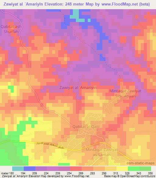 Zawiyat al `Amariyin,Libya Elevation Map