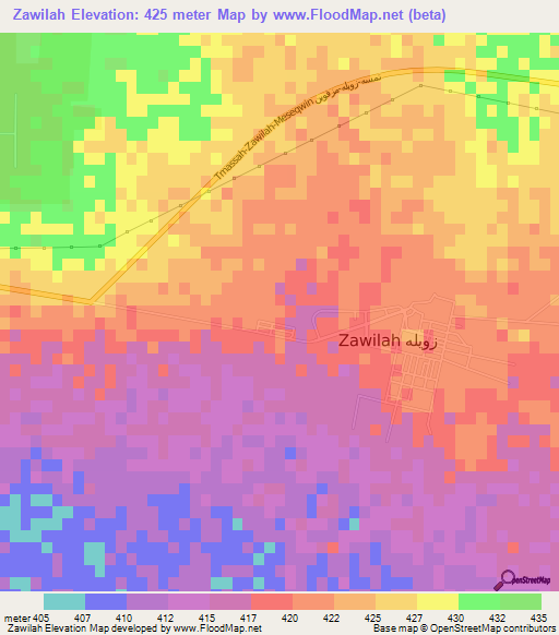 Zawilah,Libya Elevation Map