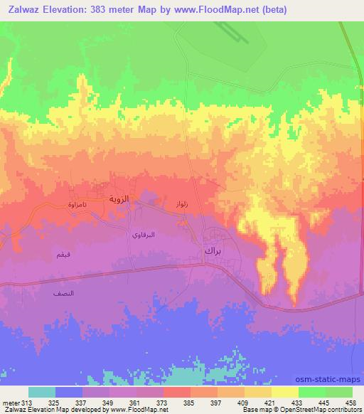 Zalwaz,Libya Elevation Map