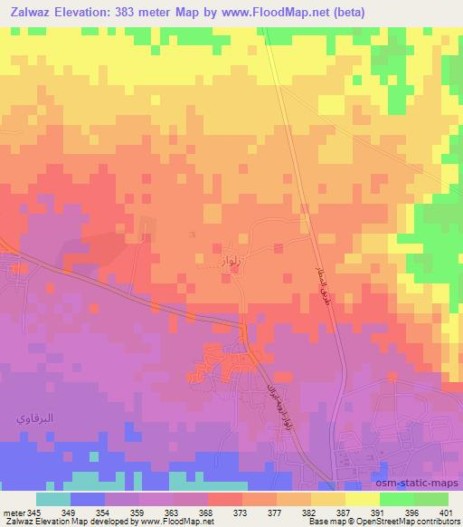 Zalwaz,Libya Elevation Map