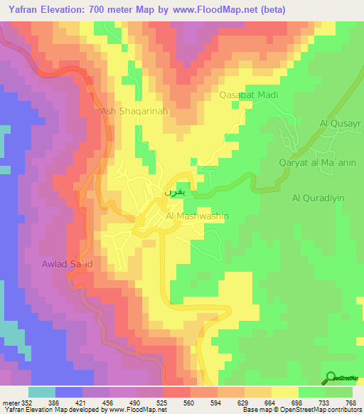 Yafran,Libya Elevation Map