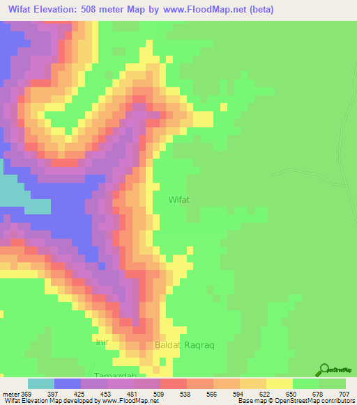 Wifat,Libya Elevation Map