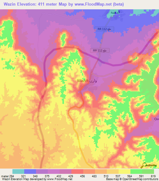 Wazin,Libya Elevation Map