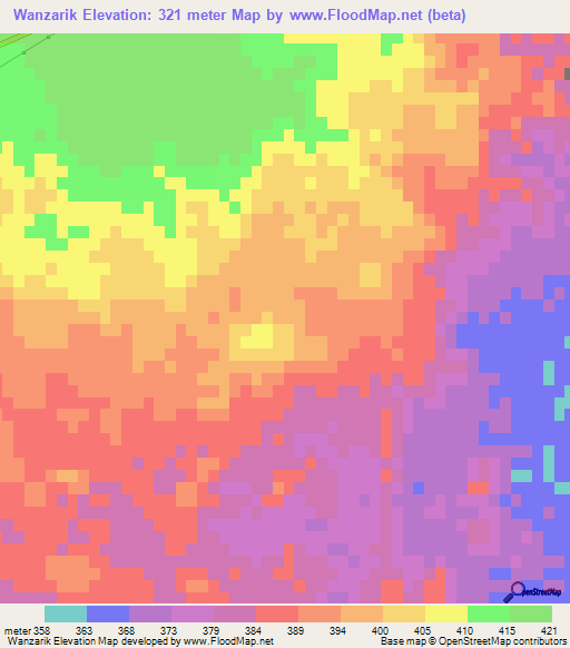 Wanzarik,Libya Elevation Map