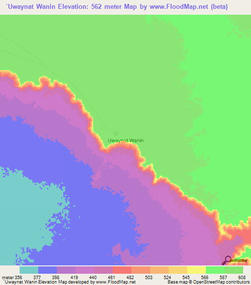 `Uwaynat Wanin,Libya Elevation Map