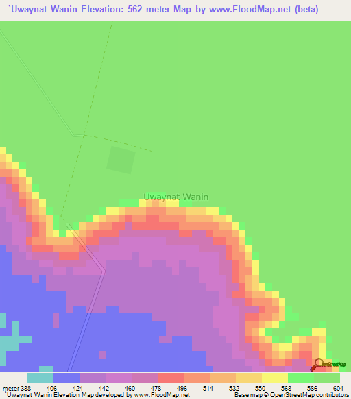 `Uwaynat Wanin,Libya Elevation Map