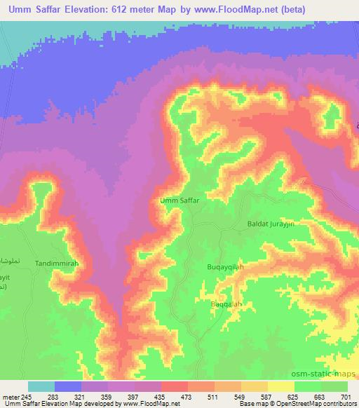 Umm Saffar,Libya Elevation Map