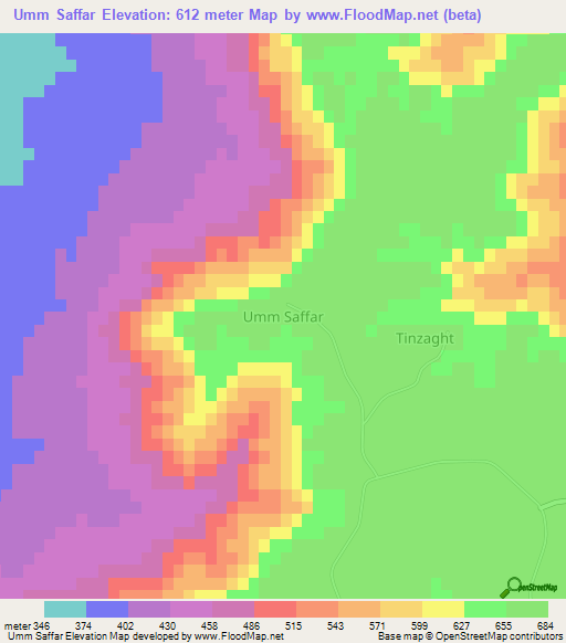 Umm Saffar,Libya Elevation Map