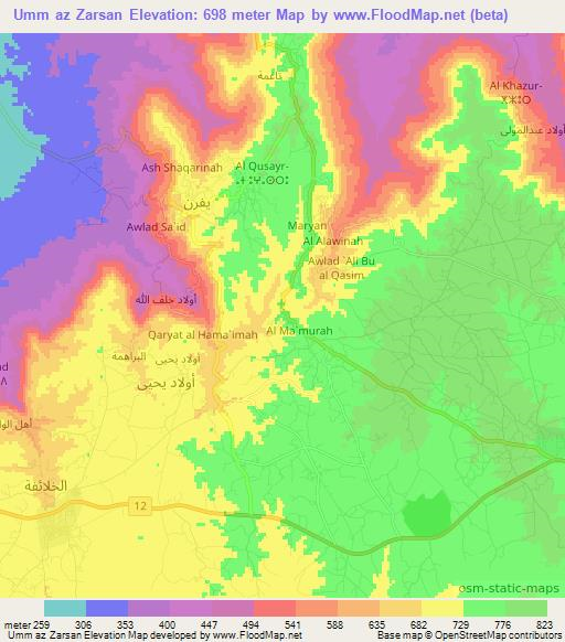 Umm az Zarsan,Libya Elevation Map