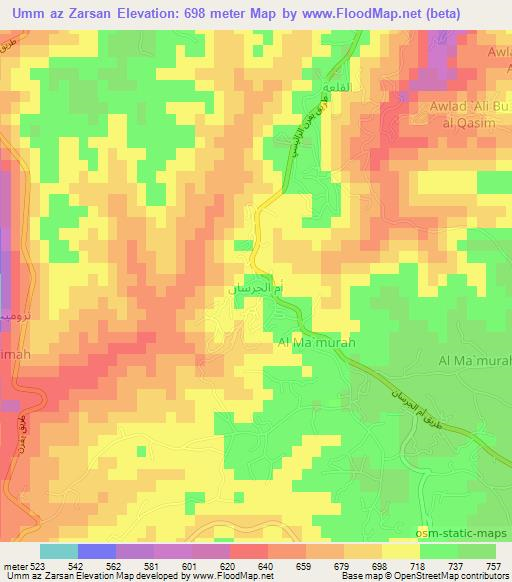 Umm az Zarsan,Libya Elevation Map