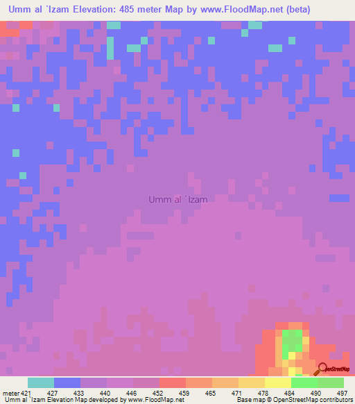 Umm al `Izam,Libya Elevation Map