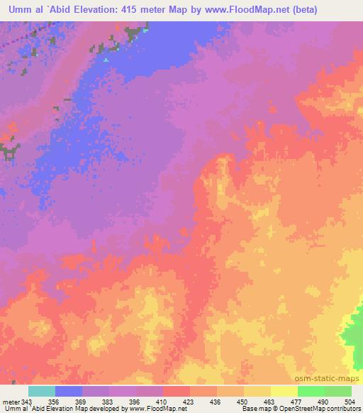 Umm al `Abid,Libya Elevation Map
