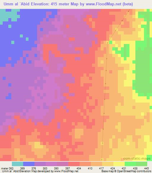 Umm al `Abid,Libya Elevation Map