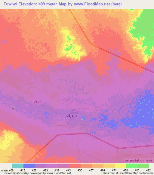 Tuwiwi,Libya Elevation Map