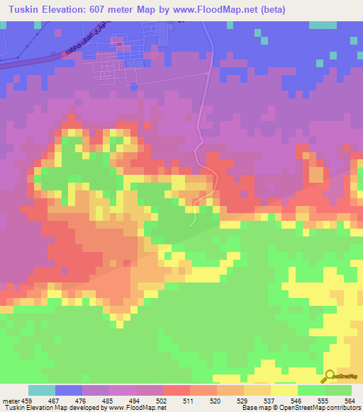 Tuskin,Libya Elevation Map