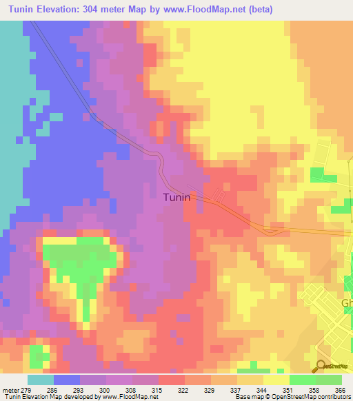 Tunin,Libya Elevation Map