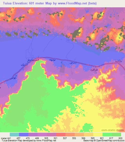 Tuiua,Libya Elevation Map