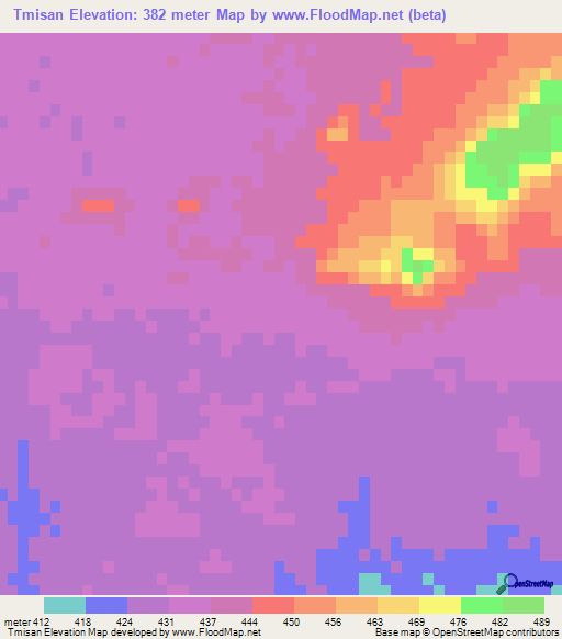 Tmisan,Libya Elevation Map