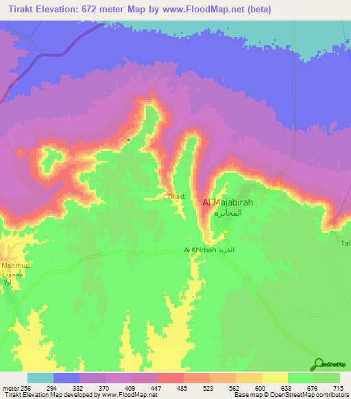 Tirakt,Libya Elevation Map