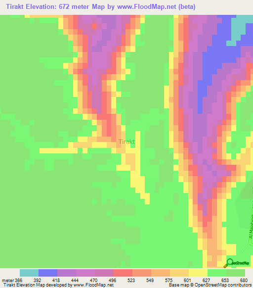 Tirakt,Libya Elevation Map