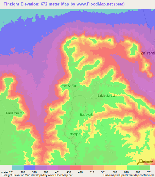 Tinzight,Libya Elevation Map